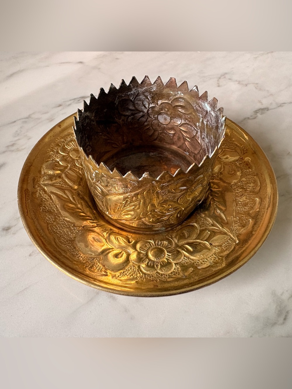 Vintage Brass Fincan Zarfi | Turkish Coffee Cup Holder | Candle Votive Holder